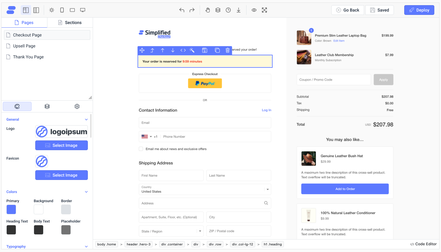 customize every page at every step of your checkout process